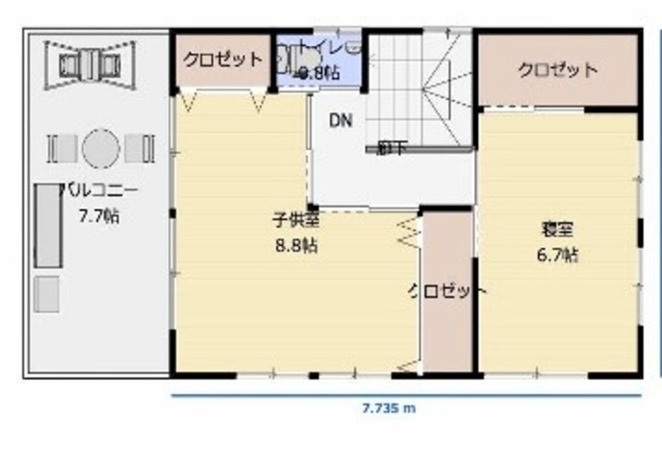 建築システム（狭小住宅専門店） プラン１４－間口５．４ｍ（３間）　３階建て　延床面積１４０㎡（４２坪） ３階