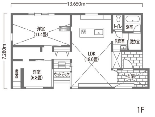 日本住建 ノイズレスな空間に時間がゆっくりと流れる平屋の家 1階