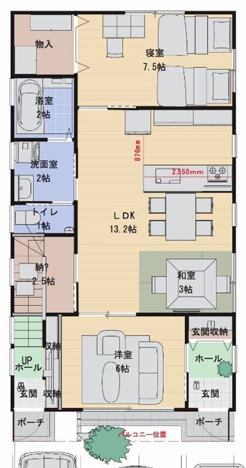 建築システム（狭小住宅専門店） プラン２３－二世帯住宅 間口６．３ｍ（３．５間）　３階建て　延床面積１４５㎡（４３．８坪） １階