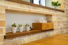 ティッシュBOXを置き、小物などを飾れるダイニングのニッチ【平屋専門店 シャレオハウス】