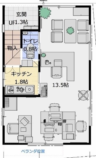 建築システム（狭小住宅専門店） プラン２５－敷地１１．７坪　間口４．４ｍ（２．４間）３階建収益物件　延床面積９２㎡（２７．９坪） １階