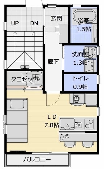 建築システム（狭小住宅専門店） プラン２５－敷地１１．７坪　間口４．４ｍ（２．４間）３階建収益物件　延床面積９２㎡（２７．９坪） ２階