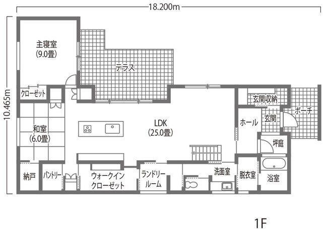 豊川市　バスルームから坪庭を眺める家