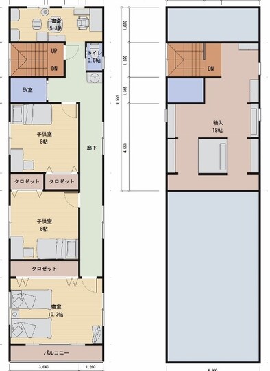 建築システム（狭小住宅専門店） プラン２９－間口４．９ｍ（２．７間）３階建ビルトインガレージ　延床面積２５７㎡（７７．８坪） ３階＋屋根裏収納