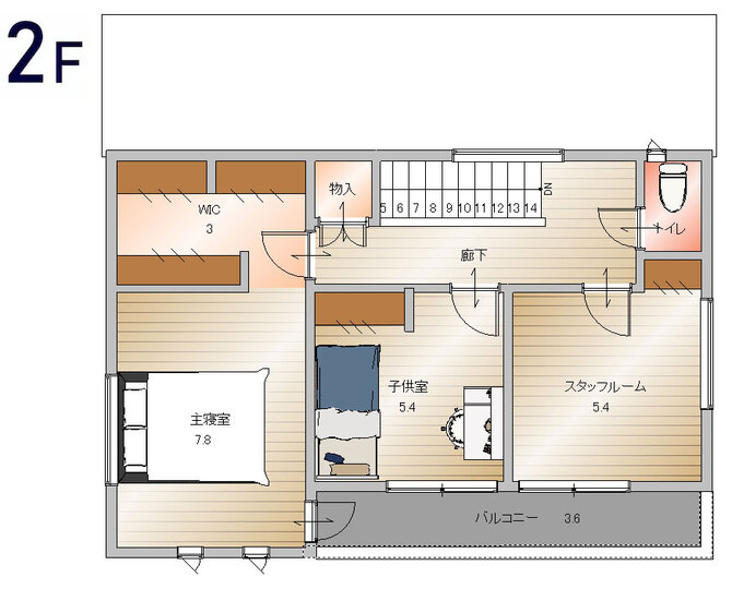 第一伊藤建設 カフェテイストのインテリアと家事動線にとことんこだわったお家 ２階間取り