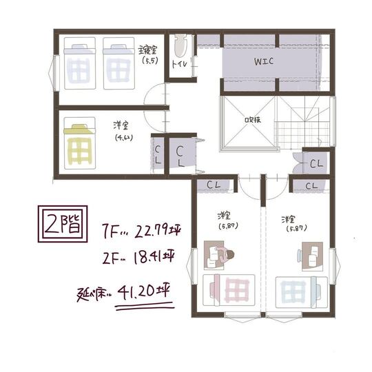 子育て安心住宅 Design Craft Office 大きな吹抜けと折下天井が心地いい、開放感あふれる家 2階