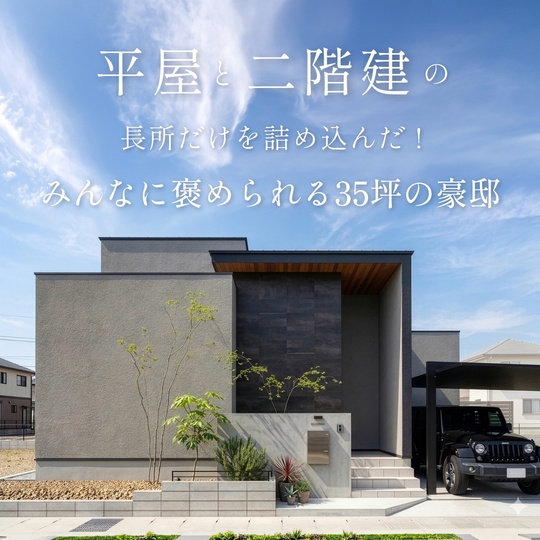 平屋と2階建の長所だけを詰め込んだ！みんなに褒められる35坪の豪邸