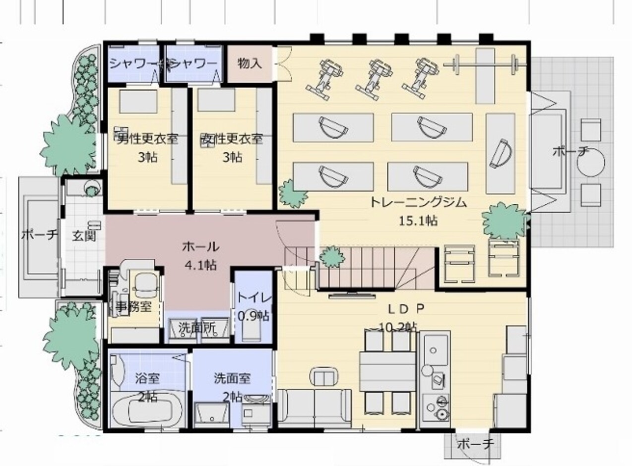 建築システム（狭小住宅専門店） プラン１０－間口８．３ｍ（４．５間）　２階建て　延床面積１３４㎡（４０．５坪） １階