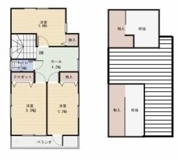 建築システム（狭小住宅専門店） プラン３６－間口１０ｍ（５．５間）　２階建て　延床面積８１㎡（２４．５坪） ２階