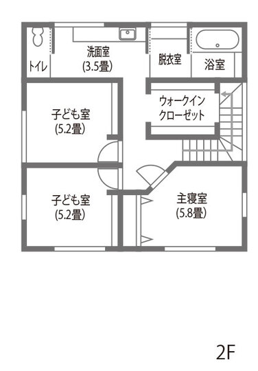 DAITOKU（大得工務店） 【32坪】2つのWICで収納と効率性を兼ね備えた、家事動線の間取り 2階