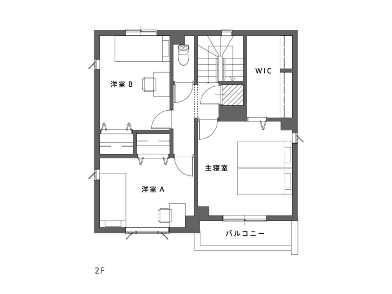 トヨタウッドユーホーム アウトドア用品の収納にも便利なエントランスクローゼット付き住まい 2階